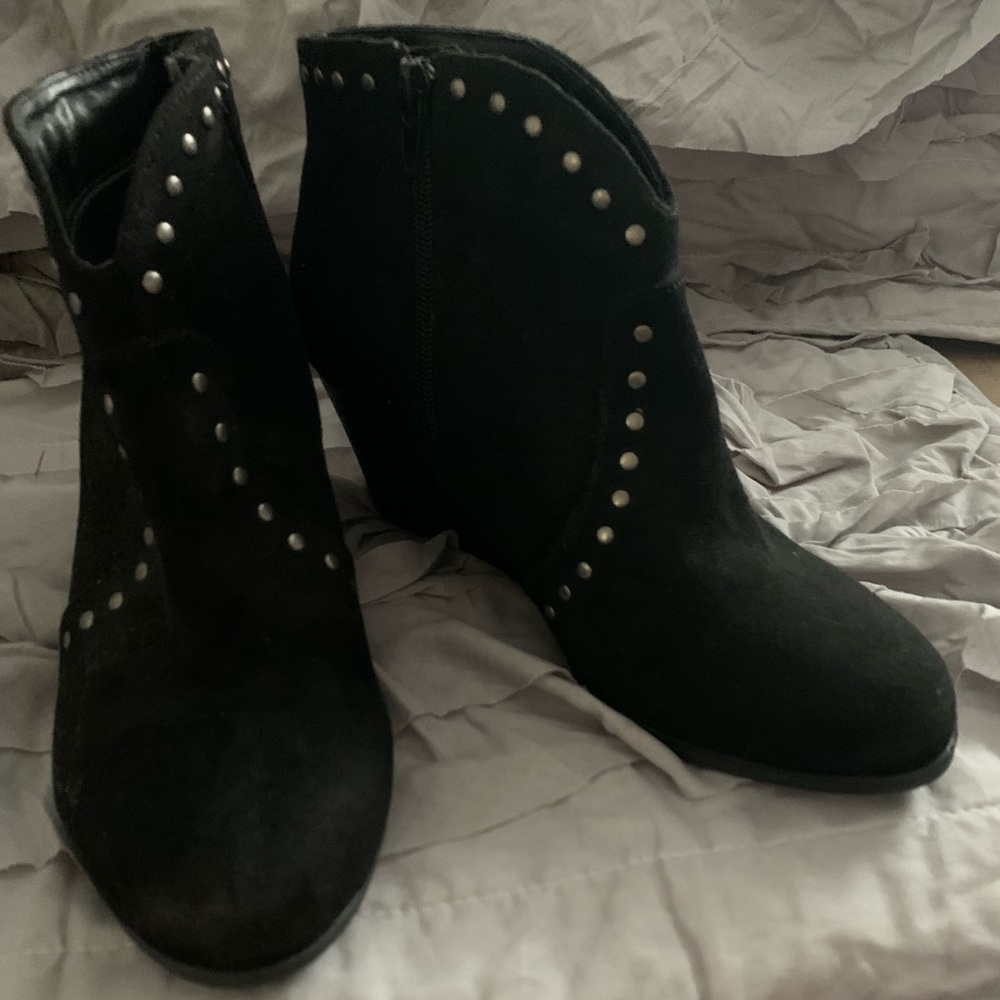 SZ 8M booties with studded details never worn 3”wedged heels Black